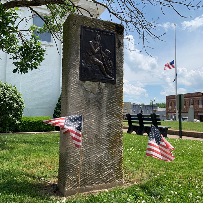 Concrete monument with bonze engraving